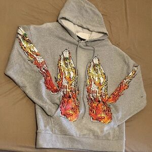 Men's Gray Flame Graphic Hoodie